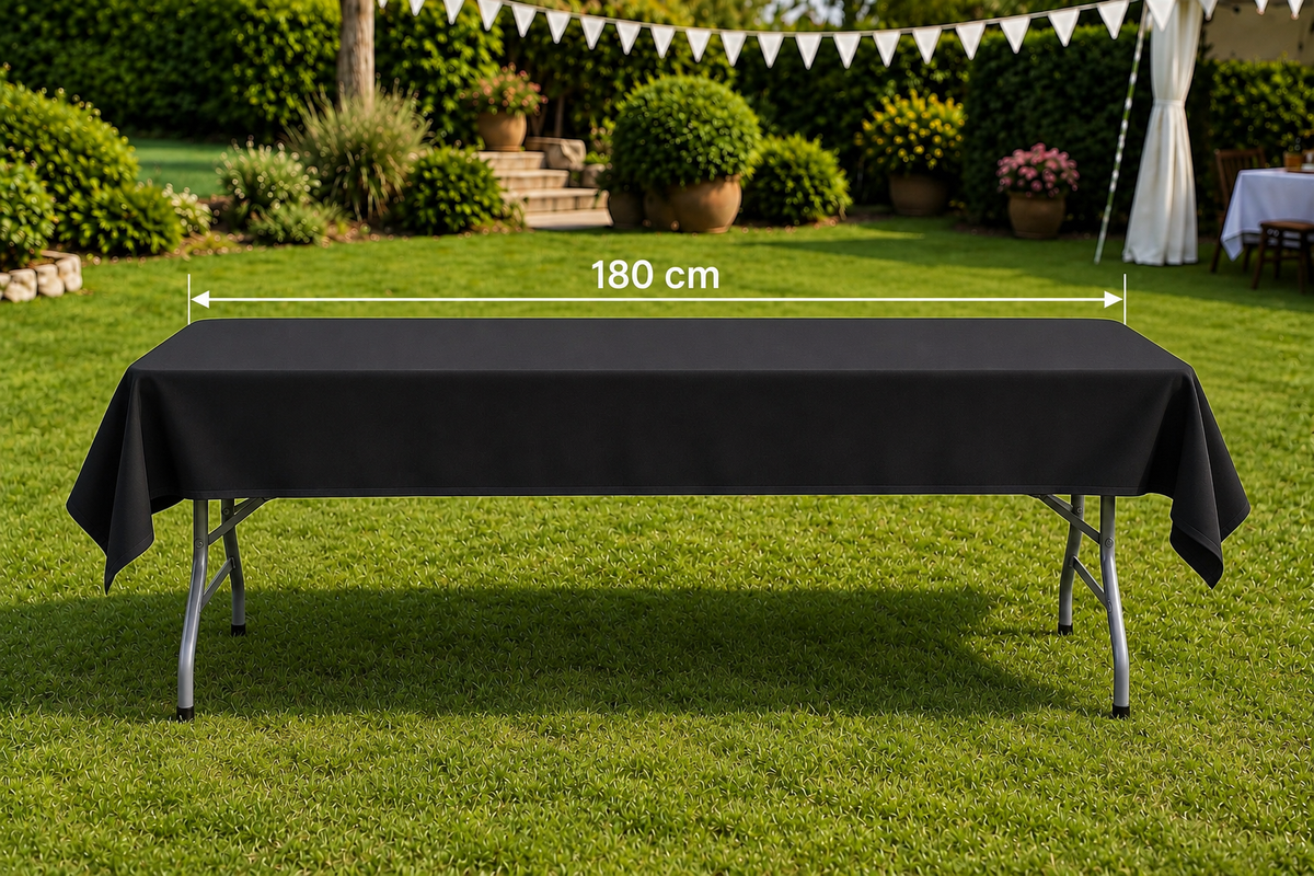 Nappe noir table rectangulaire 180cm
