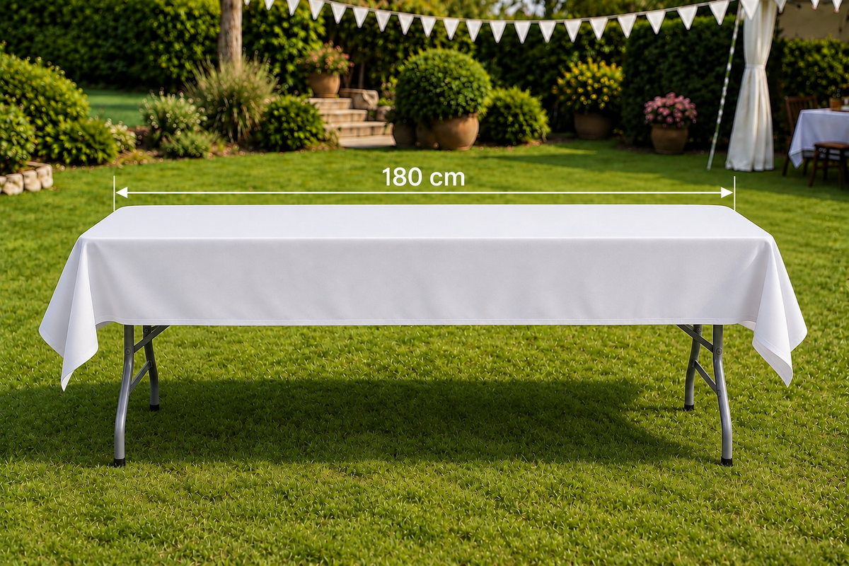 Nappe blanche table rectangulaire 180cm