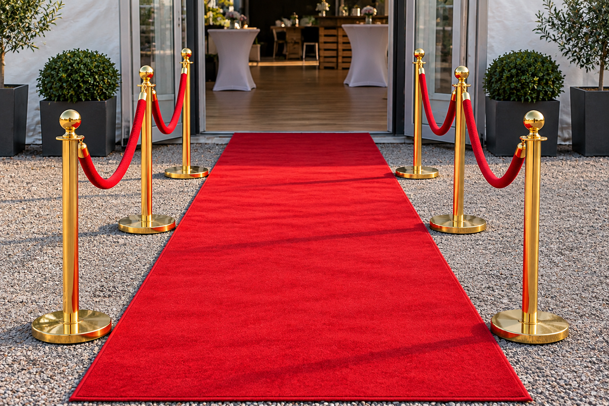 Pack tapis rouge - potelets ors